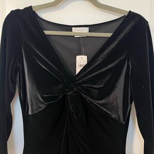 NWT Van Heusen Black Velvet 3/4 Sleeve Dress - 8